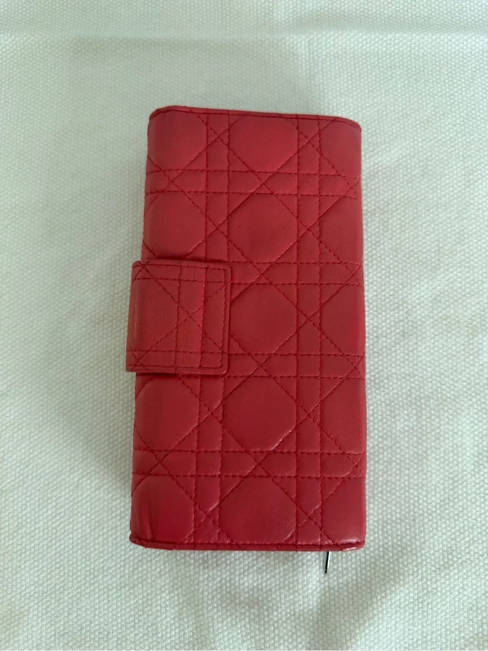 Dior Miss Dior Cannage Long Wallet Lambskin Coral Pink with Silver Hardware